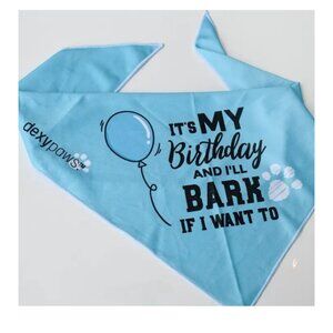 Dog Bandana "It's My Birthday I'll Bark If I Want To" Blue Sz M/L, New, Cooling